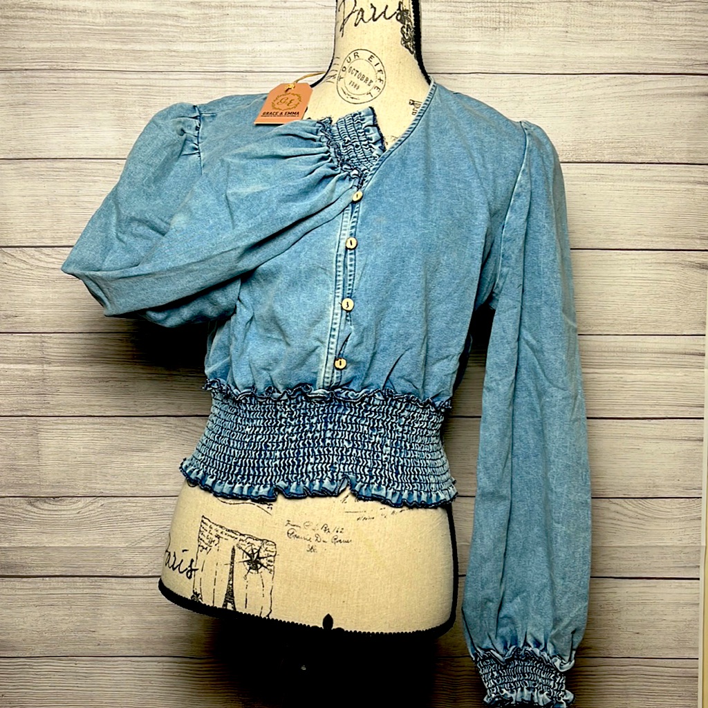 Cropped Denim Button Down